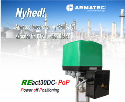 Dette billede illustrere Armatec lancerer ny “Fail Safe”-aktuator fra RTK i serien REact