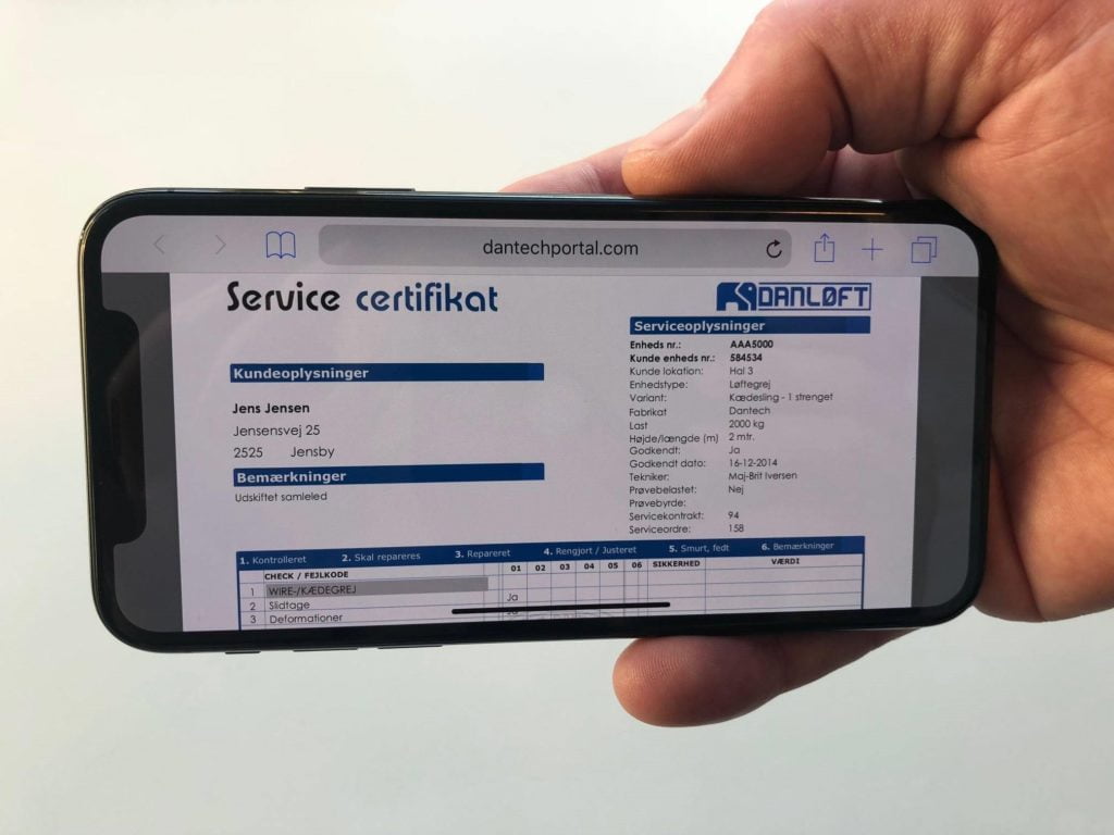 Dette billede illustrere Danløft – Tilgå dine servicecertifikater hvor som helst og når som helst!