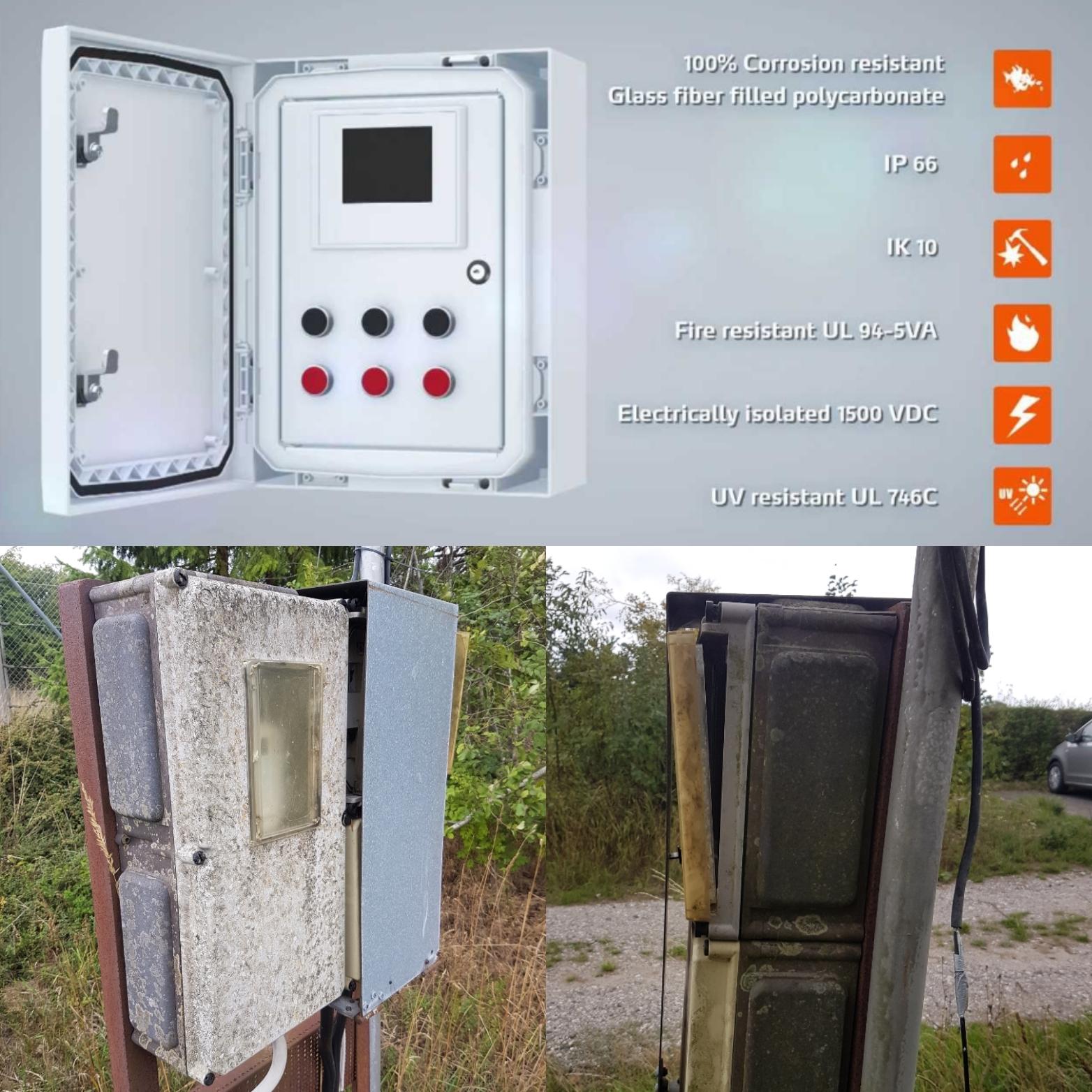 Dette billede illustrere Fibox – En alm. brugt kapsling vs. et ARCA skab