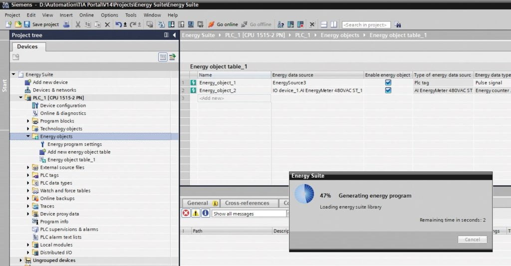 Dette billede illustrere Intelligent energistyring som en del af det digitale workflow i Siemens TIA-portal