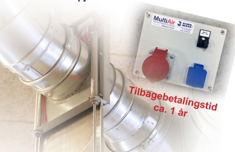 Dette billede illustrere MultiAir – Spar 50% på energiforbruget med vores energispare kit