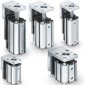 Dette billede illustrere SMC lancerer deres mest kompakte cylinder med indbygget føring