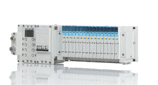 Dette billede illustrere SMC’s nye trådløse fieldbussystem kombinerer hastighed og sikkerhed