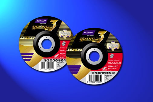 Dette billede illustrere Saint-Gobain Abrasives – Mere bekvem slibning af rustfrit- og højlegeret stål med Quantum3 Inox