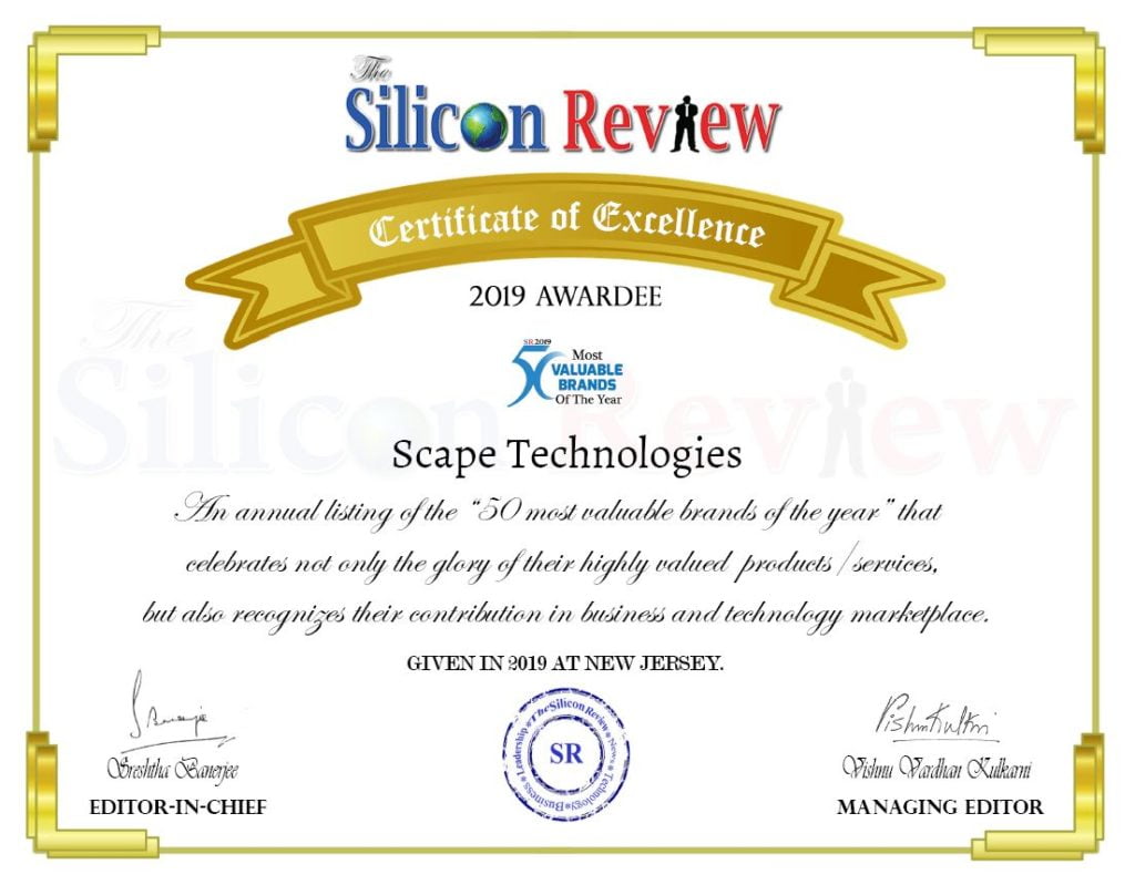 Dette billede illustrere Scape Technologies blandt de 50 mest værdifulde brands