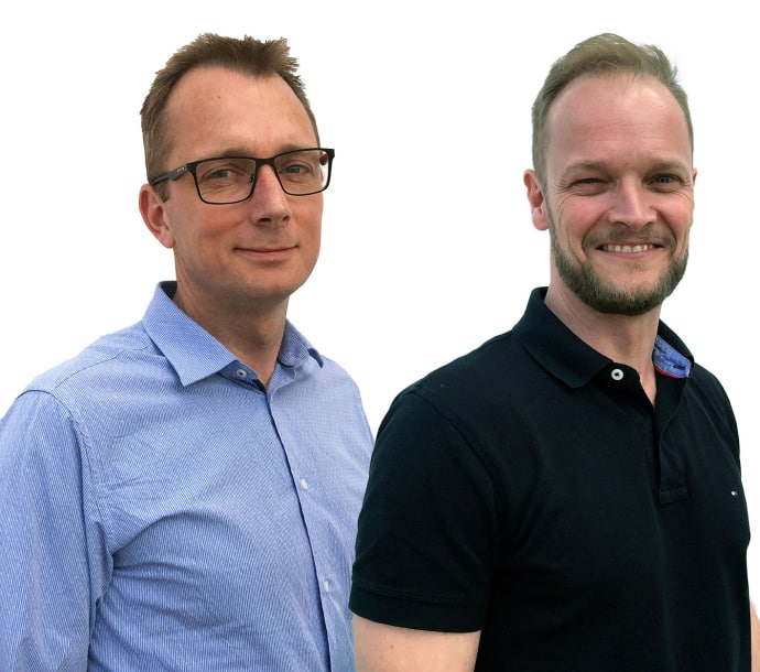 Dette billede illustrere Søren og Thomas er ansat i Aventics – teamet i Danmark