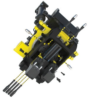 Dette billede illustrere Engcons slangeløse modulsystem og high-flow-svirvel er klar til serieproduktion