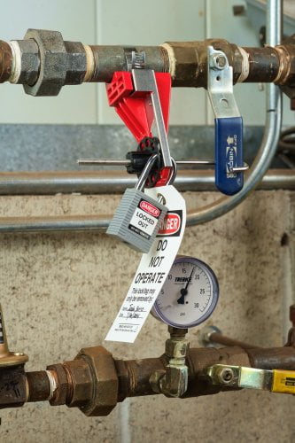 Dette billede illustrere Brady – Kontrollér sikkerheden under vedligeholdelse med Lockout/Tagout i overensstemmelse med de bedste metoder