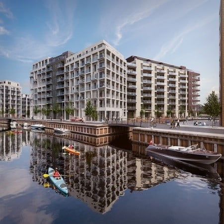 Dette billede illustrere Krone Vinduers certificerede brandelementer forhindrer spredning af facadebrand.