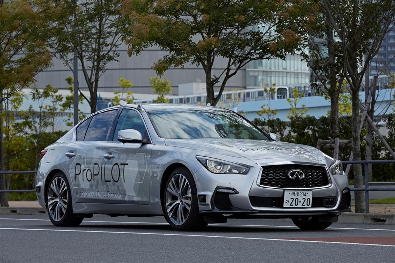 Dette billede illustrere Nissan tester komplet selvkørende prototypeteknologi i Tokyos gader