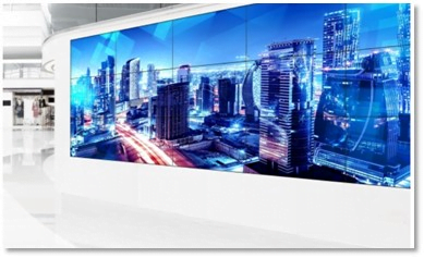 Dette billede illustrere Panasonic – Fleksibel multi touch-videovæg