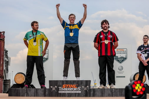 Dette billede illustrere Nordisk vinder af STIHL Rookie World Championships