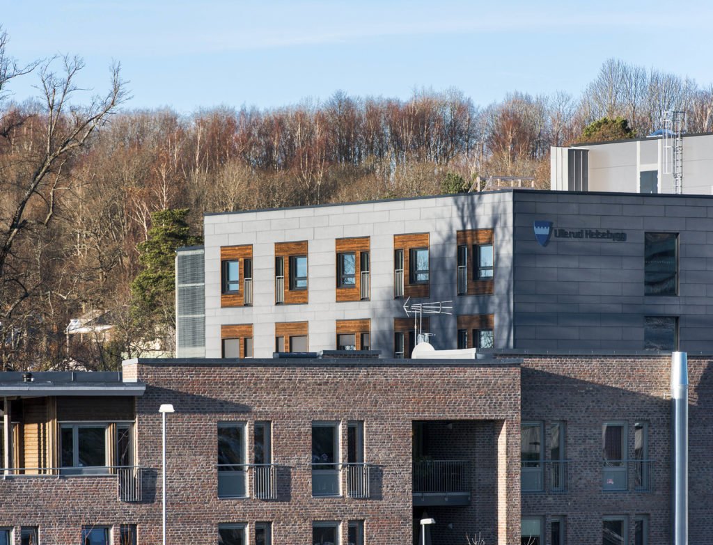 Dette billede illustrere ROCKWOOL brandsikrer Norges største plejehjem i massivt træ