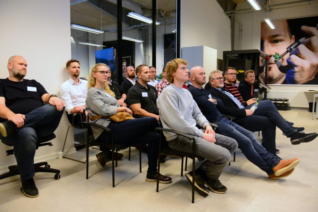 Dette billede illustrere 40 måleteknikere og kvalitetsansvarlige var samlet til GOM brugergruppemøde
