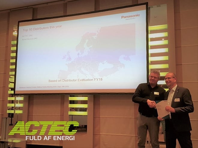 Dette billede illustrere ACTEC Europamester i at sælge Panasonic Batterier
