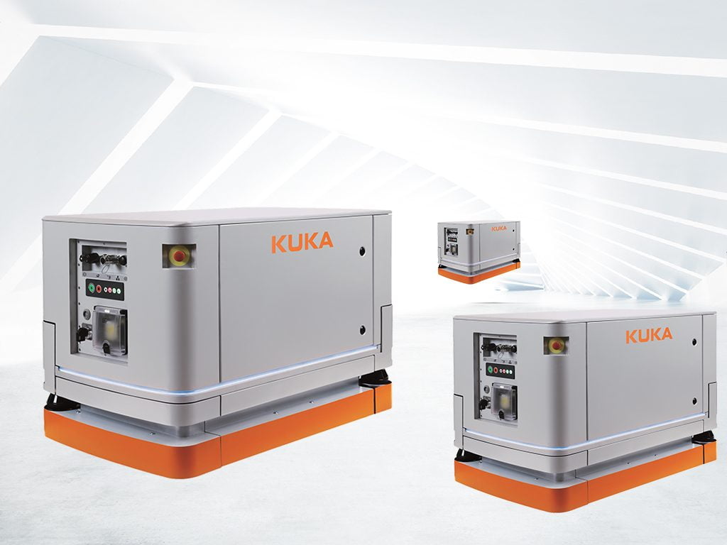 Dette billede illustrere Effektiv og fleksible produksjonsstyr med KUKAs mobile plattform KMP 200