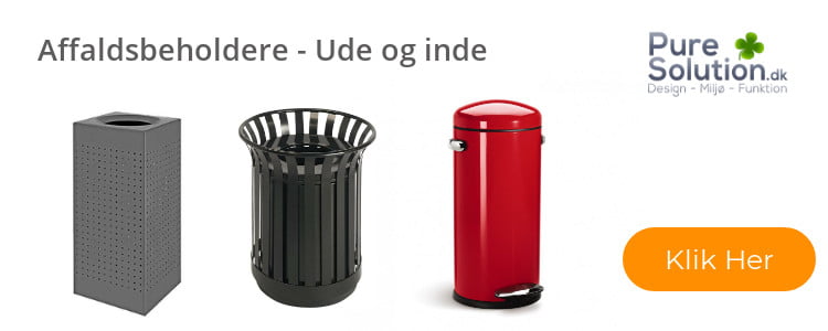 Dette billede illustrere Pure Solution  – Affaldsbeholdere til både ude og inde – Flot design