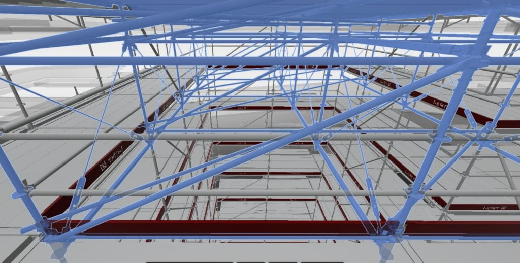 Dette billede illustrere Stilladsløsninger planlægges og visualiseres digitalt i 3D af Layher