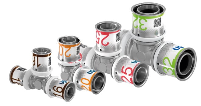 Dette billede illustrere Uponor – Nye S-Press PLUS fittings med klare fordele fuldender MLC-systemet