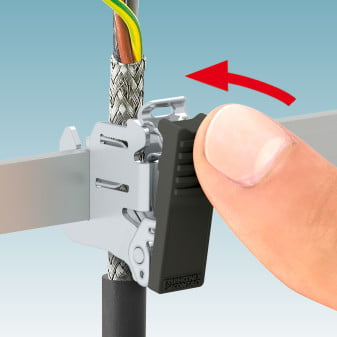 Dette billede illustrere Phoenix – Betjen skærmklemmer med én hånd uden værktøj