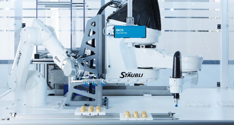 Dette billede illustrere SICK – 3D-lokalisering med Belt-Picking-SensorApp til pick-and-place-opgaver