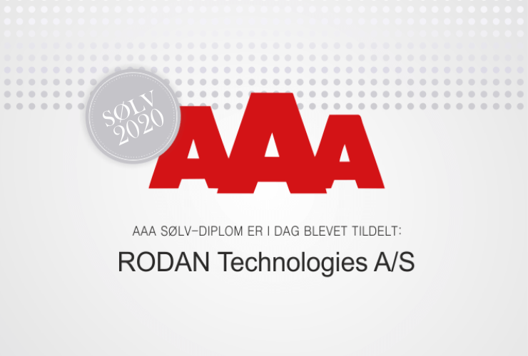 Dette billede illustrere RODAN opnår igen AAA Sølv-diplom i 2020