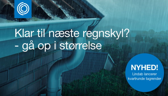 Dette billede illustrere Lindab – Tagrender, der beskytter bygninger mod den næste ekstremregn
