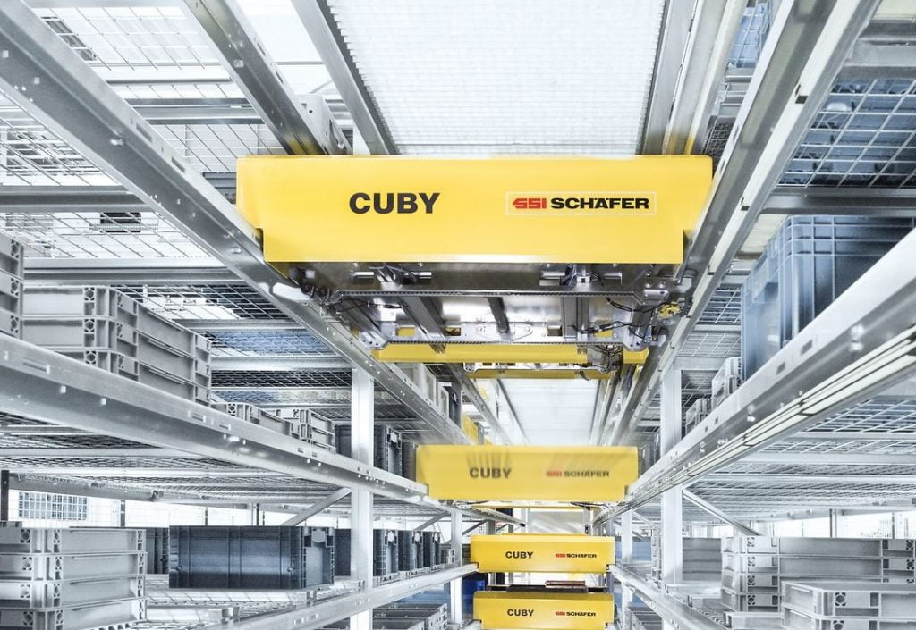 Dette billede illustrere Cuby-shuttle fra SSI Schäfer