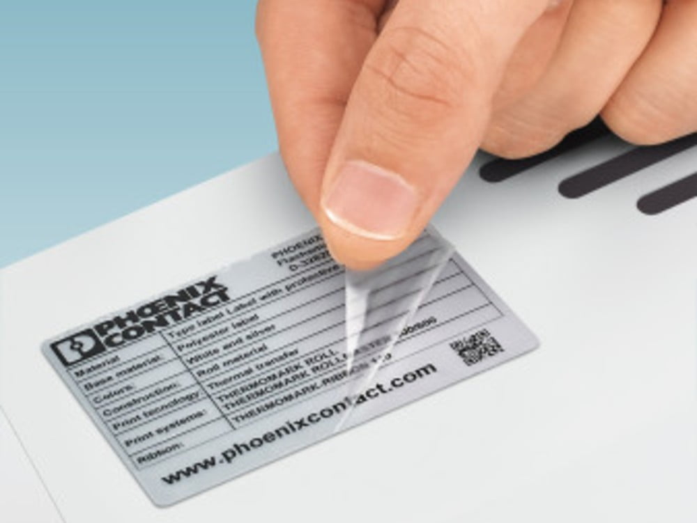 Dette billede illustrere Phoenix Contact – Labels med beskyttende laminat