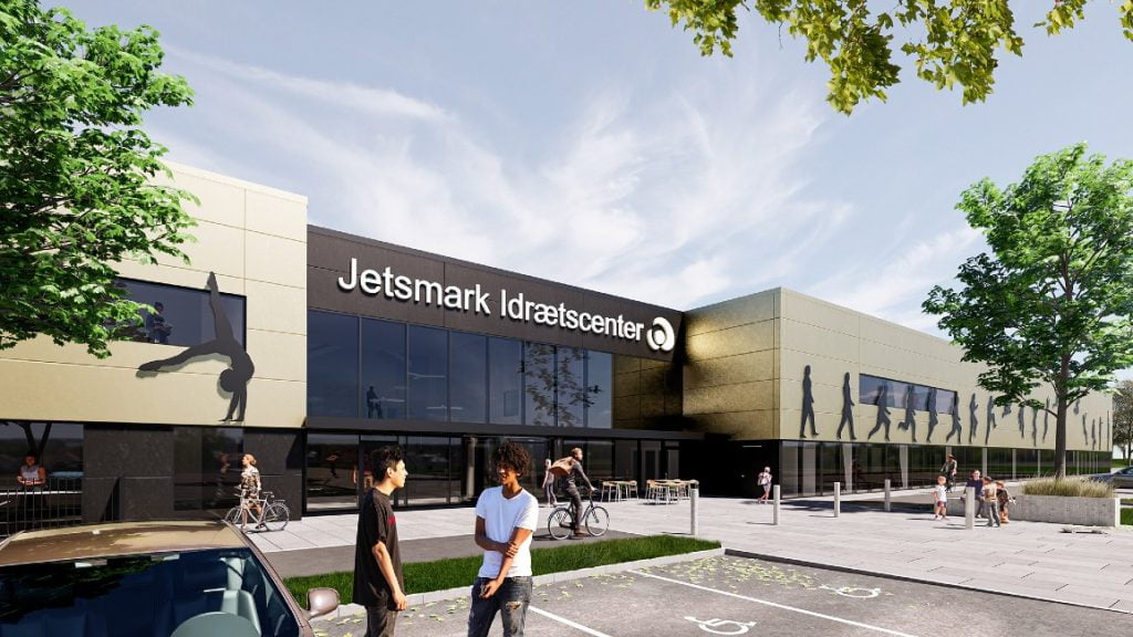 Dette billede illustrere Et større, moderne Jetsmark Idrætscenter samler Pandrup, Kaas og Moseby