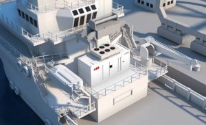 Dette billede illustrere ABB lancerer containerbaseret batterilagring til mange skibstyper