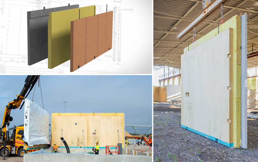 Dette billede illustrere Nye hybrid-sandwichelementer kombinerer beton og træ