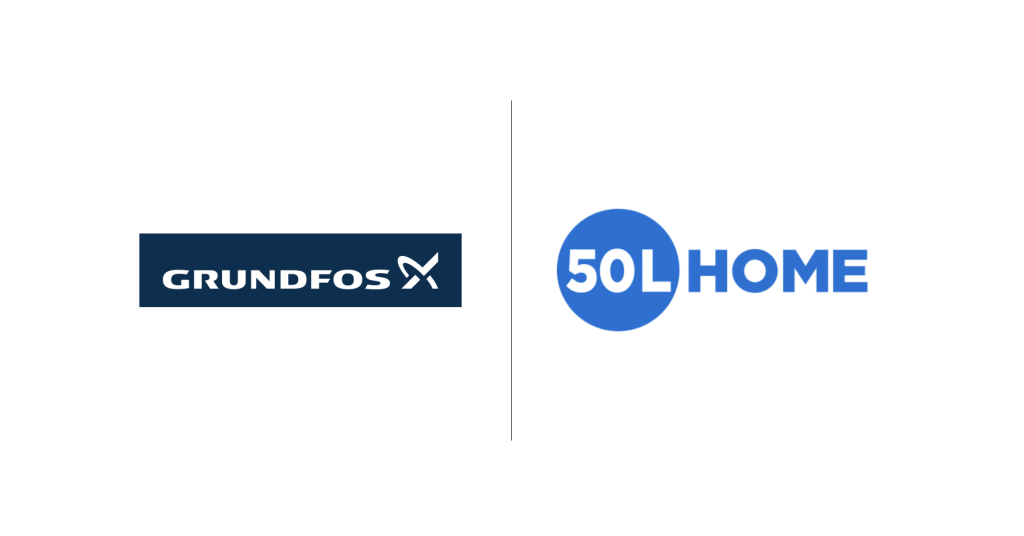 Dette billede illustrere Grundfos slutter sig til sammenslutningen 50L Home for at fremme løsninger inden for vandbesparelse i boliger og byer