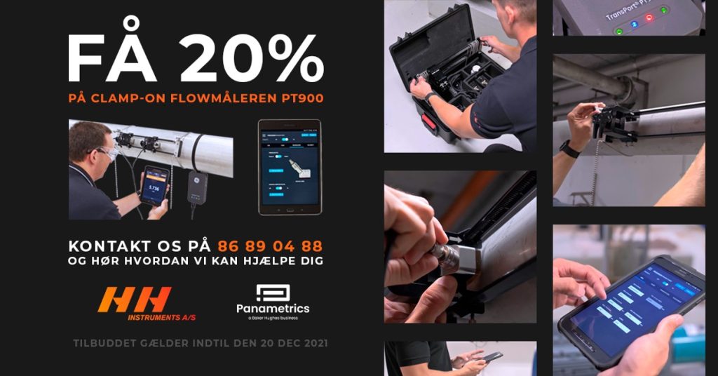 Dette billede illustrere Få 20% på PT900 clamp-on flowmåler fra BH Panametrics!