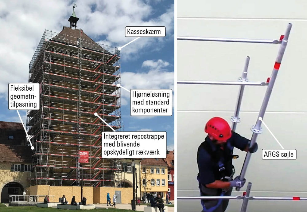 Dette billede illustrere Layher – Kollektiv sikring – hurtigt, sikkert og fleksibelt