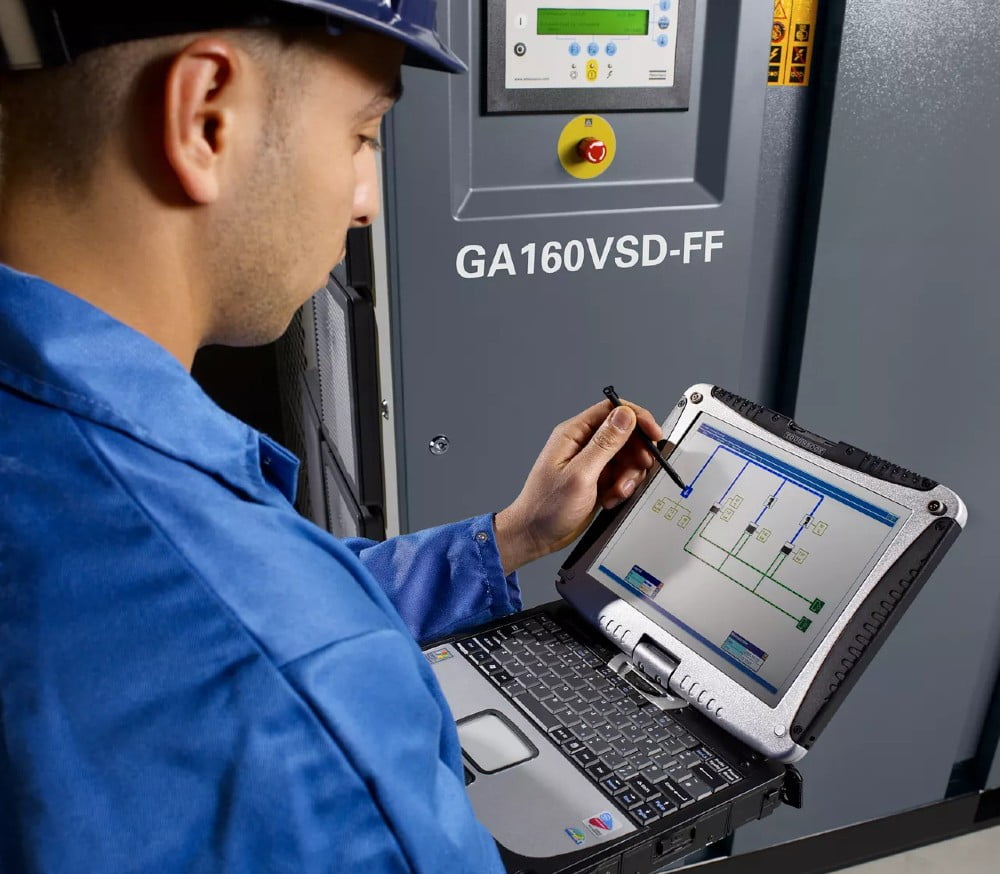 Dette billede illustrere Atlas Copco – Derfor bør du overveje en gennemgang af dit kompressorsystem