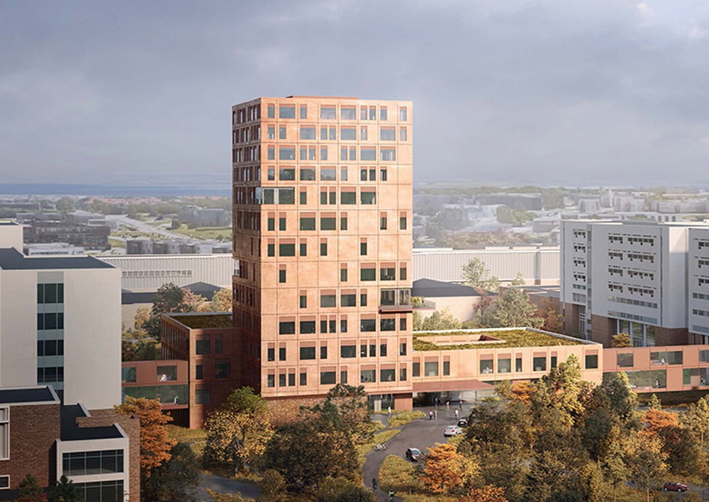 Dette billede illustrere JSA brandsikrer vartegnet til Danmarks største hospital