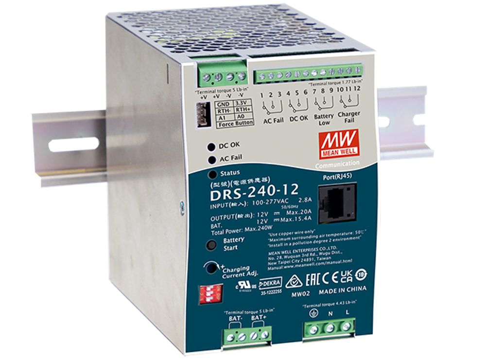 Dette billede illustrere Power Technic – AC/DC DIN-skinne med alt i én funktion