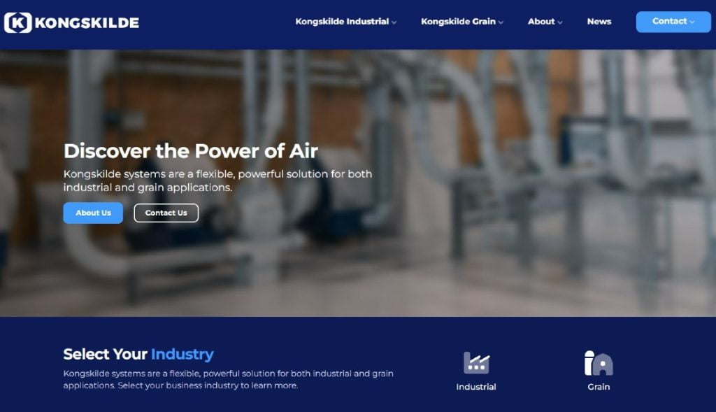 Dette billede illustrere Kongskilde Industries lancerer ny forbedret hjemmeside