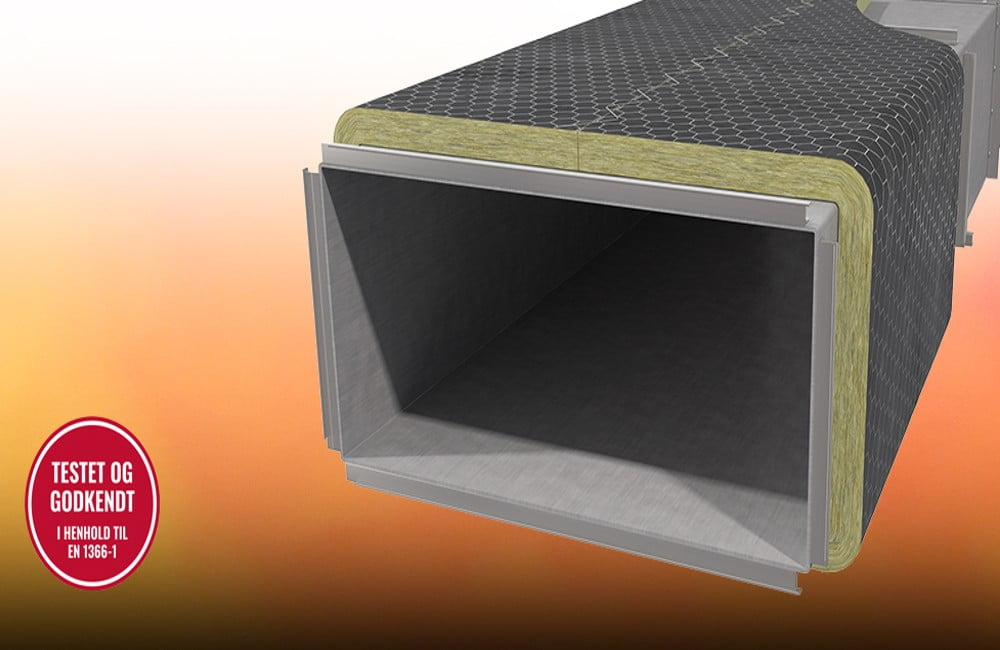 Dette billede illustrere Vi lancerer nu PAROC® DUCTPROTECT™ SYSTEM – et komplet system til brandsikring af ventilationskanaler