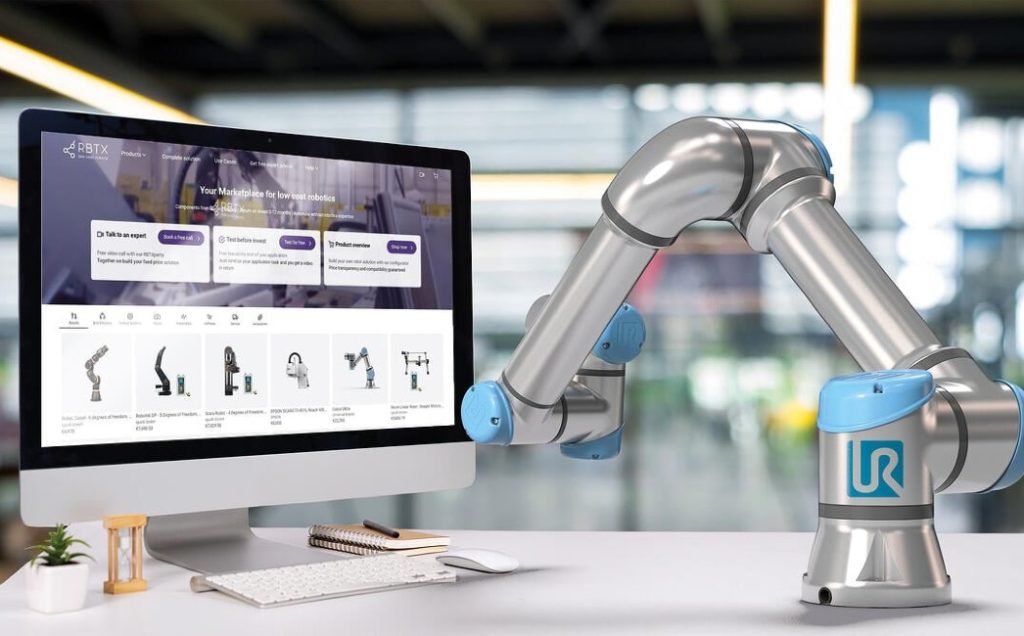 Dette billede illustrere Igus – RBTX markedsplads får den førende cobotproducent Universal Robots som ny partner