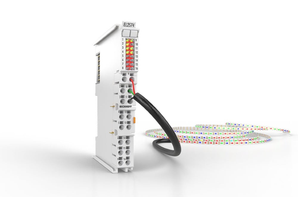 Dette billede illustrere Beckhoff – Den 4 kanalede EtherCAT klemme EL2574