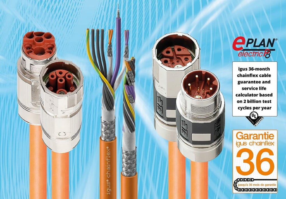 Dette billede illustrere Tilslutningsklare igus hybridkabler reducerer installationsplads, vægt og konstruktionstid