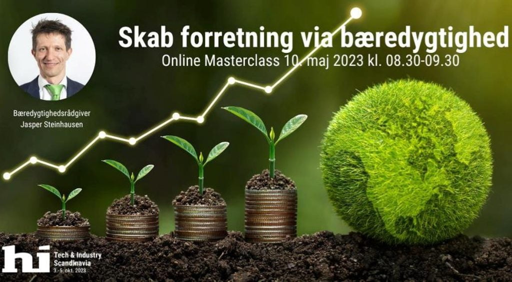 Dette billede illustrere HI-messen afholder online masterclass om de profitable perspektiver i bæredygtighed