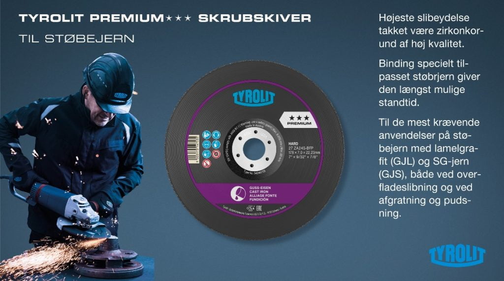 Dette billede illustrere TYROLIT skrubskiver til støbejern