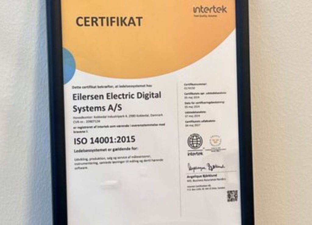 ISO 14001:2015 certificering til Eilersen Electric Digital Systems A/S