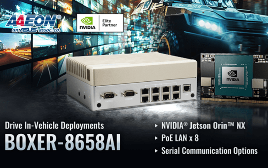 AAEON's BOXER-8658AI er en kraftfuld enhed til køretøjer med 8 PoE LAN-porte