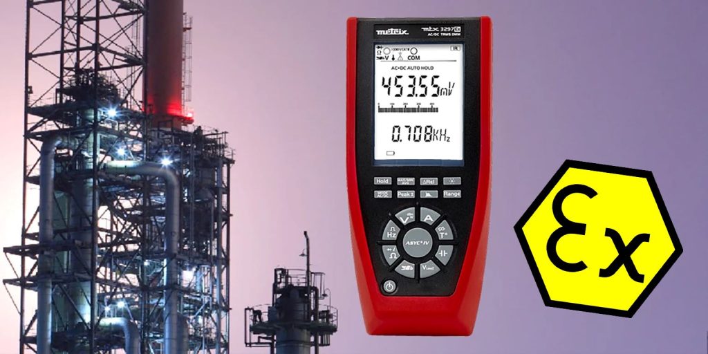 Dette multimeter er ideelt til elektriske målinger i Ex-zoner, hvor der er risiko for tilstedeværelse af gas eller eksplosivt støv, som det ses i miner, offshore-installationer, produktionsanlæg og lignende industrier