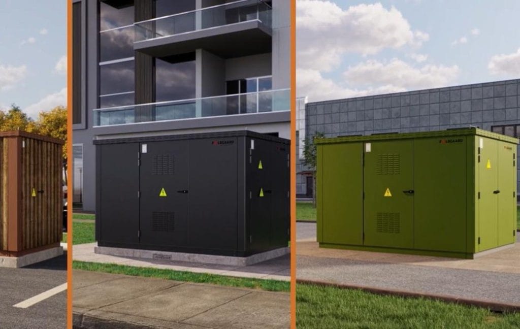 Følsgaards kompakte transformerstationer leveres fuldt monteret og tilpasses både teknisk og visuelt til dit projekt.