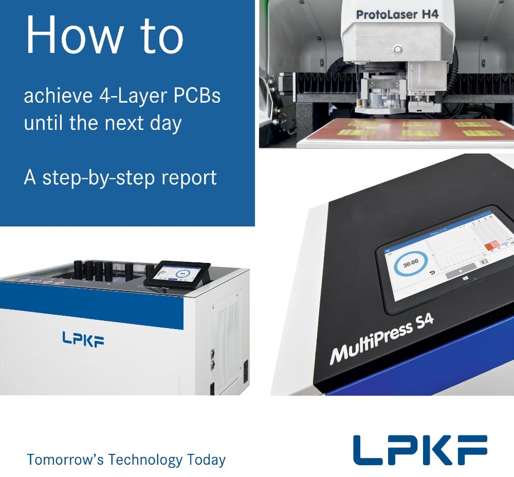 PCB 4 layer - in-house LPKF milling and drilling systems